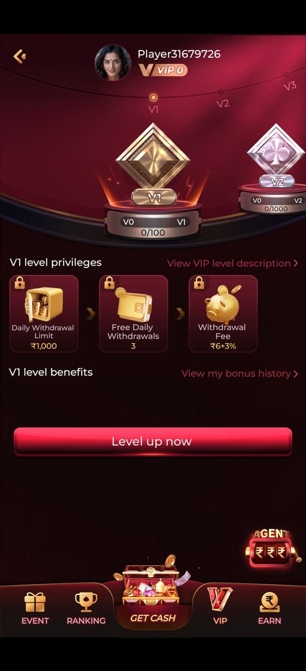 Rajspin app wallet and deposit screen with UPI options